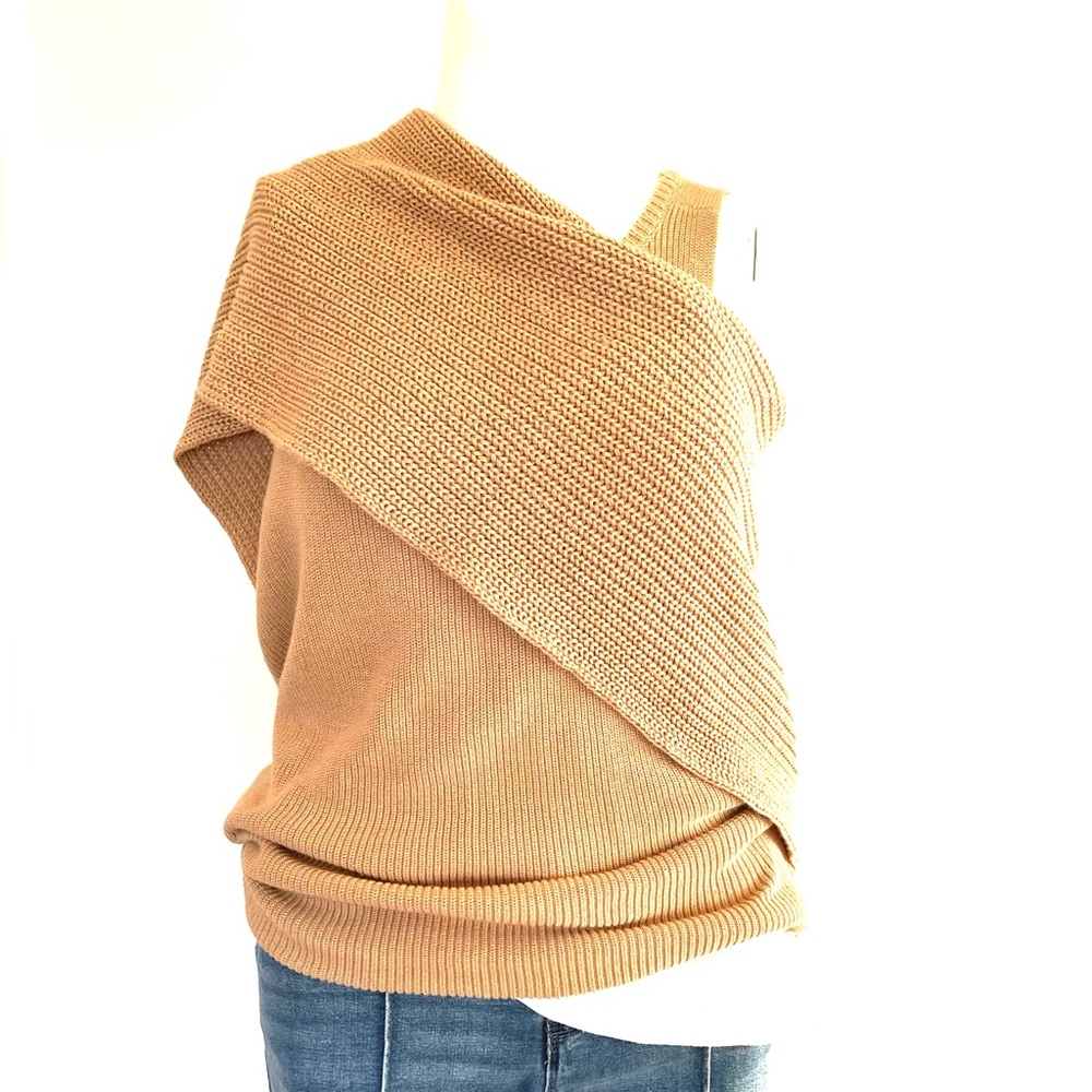 Tan Knit multi style Sleeveless Sweater